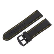   Műanyag szíj, fekete színű, 24 mm (citromsárga varrással)