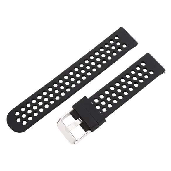 Műanyag okosóra szíj, gyorskioldós, fekete színű, normál hossz, 18 mm