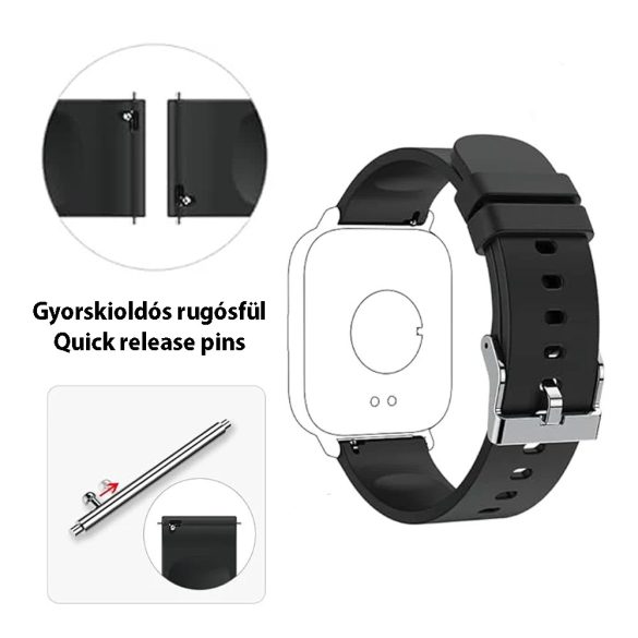 Műanyag okosóra szíj, gyorskioldós, fehér színű, normál hossz, 12 mm