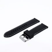 Műanyag szíj, fekete ezüst, 24 mm (fehér varrással) Műanyag szíj, fekete ezüst, 24 mm (fehér varrással)