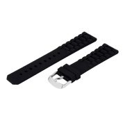 Műanyag szíj, fekete színű szíj, ezüst színű zárral, 22 mm Műanyag szíj, fekete színű szíj, ezüst színű zárral, 22 mm