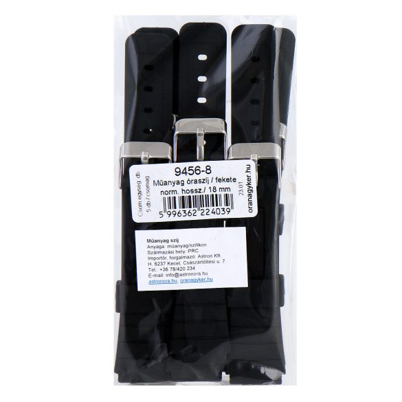 Műanyag szíj, fekete színű, 18 mm