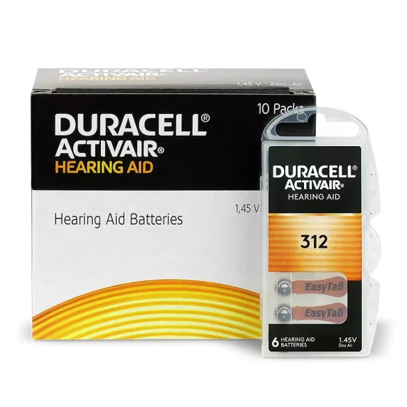 DA312 cink-levegő gombelem 1,45V (Duracell), 6db/csomag