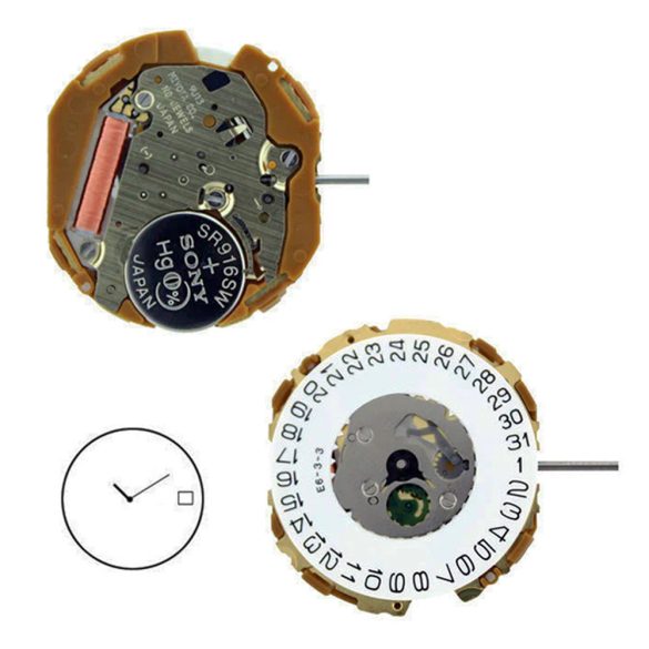 Miyota 9U15 mecanism quartz, data la ora 3, 2 arătătoare