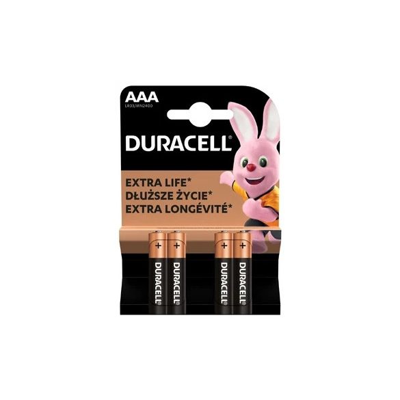 Duracell Basic mikroelem, AAA 1,5 V, 4db/csomag