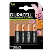 Duracell AA akku ceruza elem, 2500 mAh, 4db/csomag