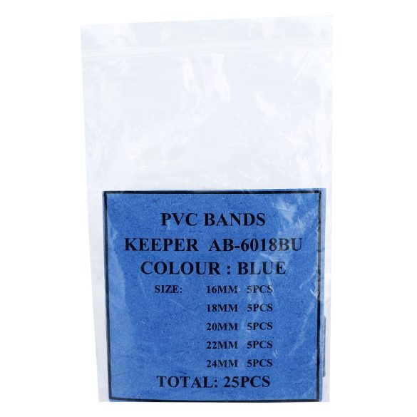 Karóra szíj bújtató szett, műanyag, kék színű, 16-tól 24 mm-ig, 25 db / szett