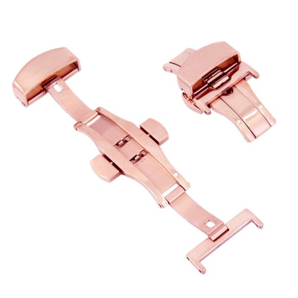 Pillangózár bőrszíjhoz, acél, 18 mm, rózsaarany színű, bl 1 / db