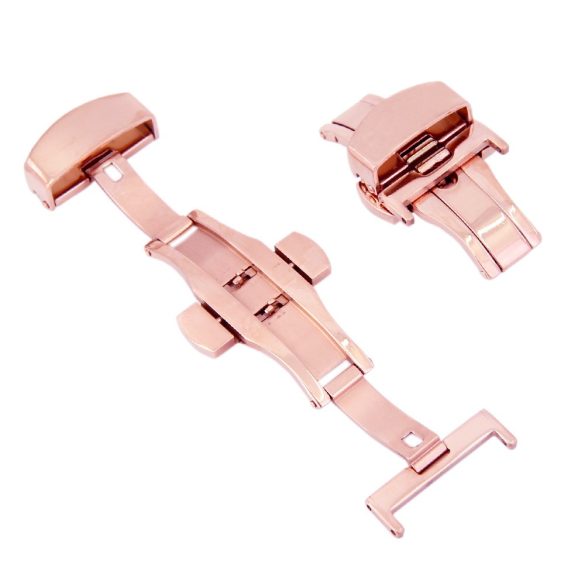 Pillangózár bőrszíjhoz, acél, 22 mm, rózsaarany színű, bl 1 / db