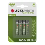 AgfaPhoto, mikro (AAA) akku elem, 900 mAh, 4db/csomag AgfaPhoto, mikro (AAA) akku elem, 900 mAh, 4db/csomag
