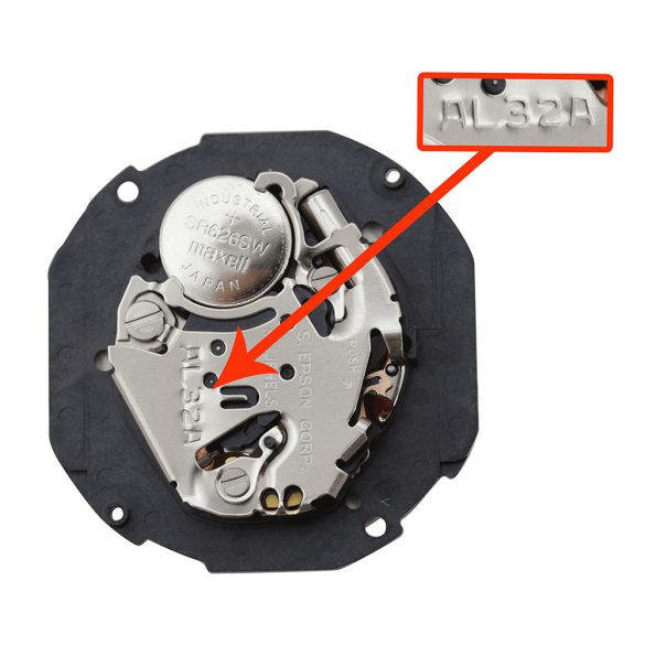 Hattory AL32A D3 quartz karóra szerkezet, 3 mutatós, dátum 3 óránál